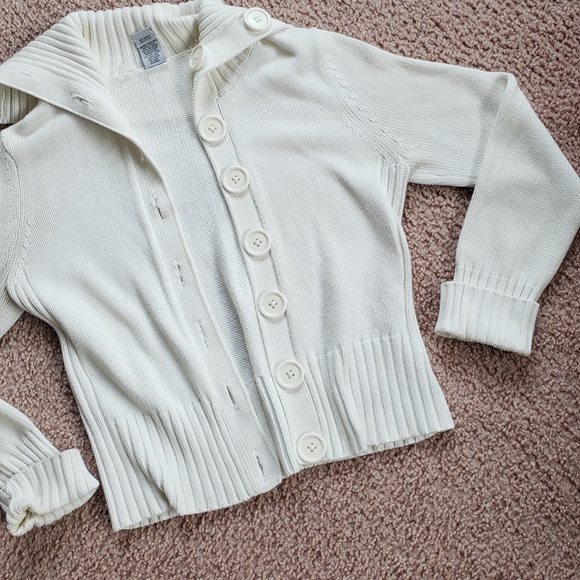 Womens White Knitted Large Button Cardigan Ellemenno - Picture 3 of 16
